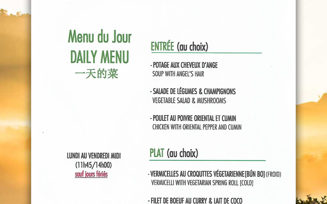 menu de la semaine du 03 au 07 JUIN